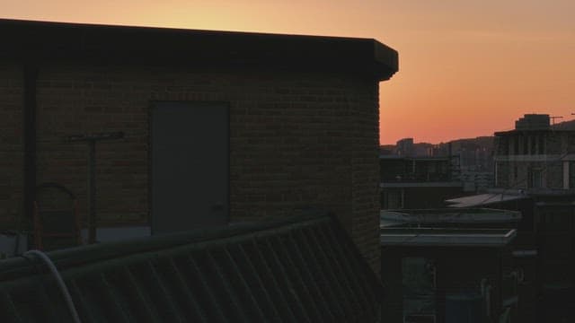 Sunset over a city skyline