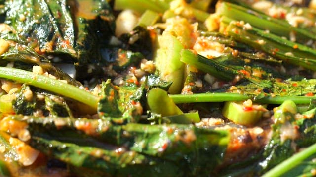 Warm and appetizing young radish and saury stew plated in a bowl