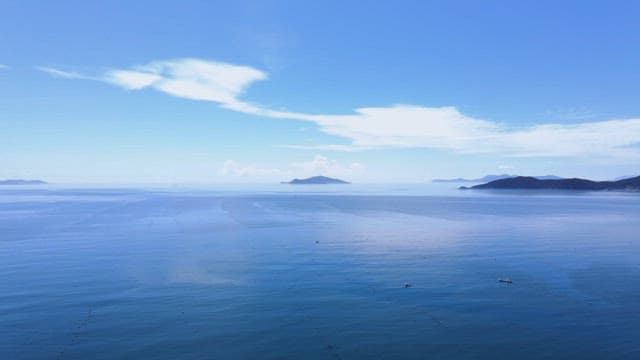 Vast ocean with distant islands