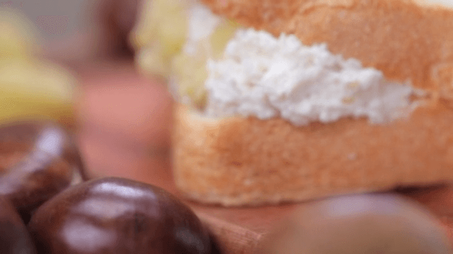 Chestnut cream sandwich on a wooden board