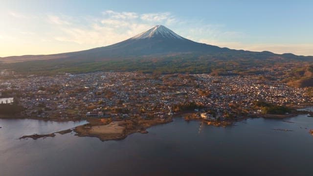 Cityscape with a majestic Mount Fuji