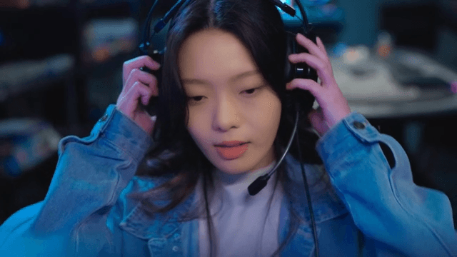 Concentrated gamer wearing a headset