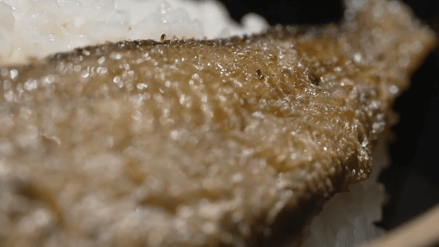 Golden brown grilled corvina with rice