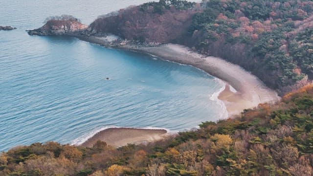 Blue Coastal View from the Mountains during Autumn