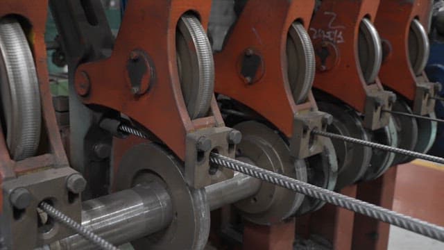 Close-up of machinery with metal cables
