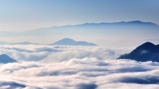 Mountains covered in clouds