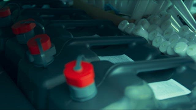 Oil Drums with Res Caps and White Candles Arranged