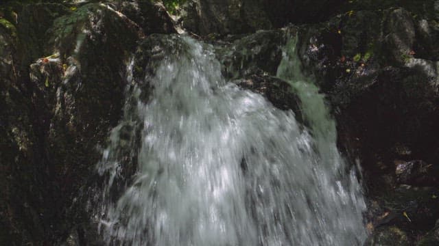 Water falling along rocks