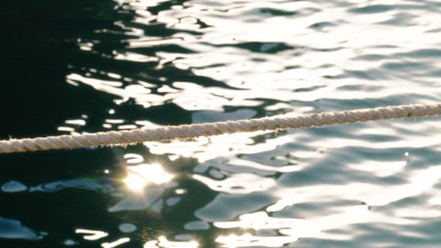 Rope over glistening water in the sunlight