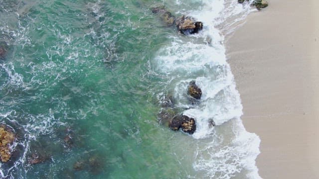 Waves crashing on a rocky beach