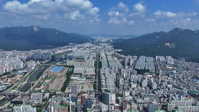 Cityscape with Green Space and Dense Buildings Coexisting