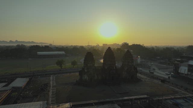 Morning of Ancient and Cultural Temple Amidst the Cityscape