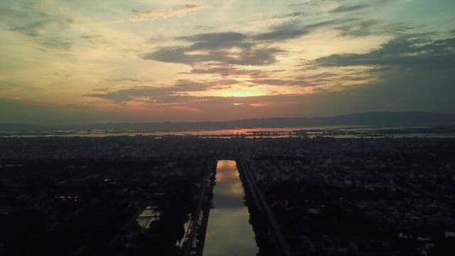 Sunset over the city