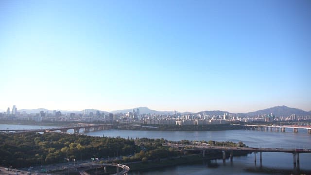 Panoramic Cityscape with Hangang River and Bridges