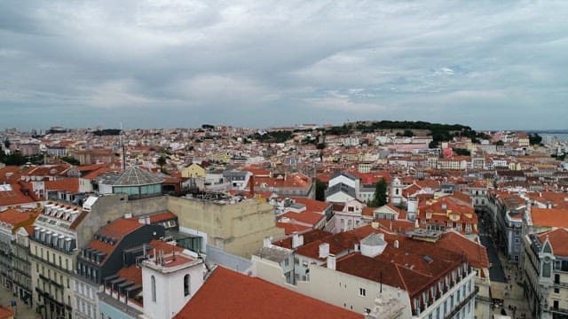 Aerial shot of Lisbon with its impressive orange roofs