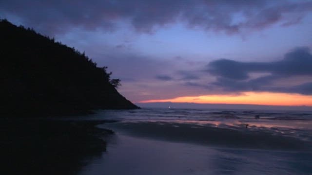 Twilight hues over a serene beachscape