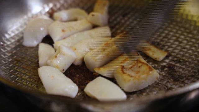 Squid Being Cooked on a Frying Pan