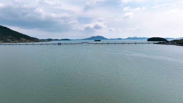 Long bridge over a calm sea