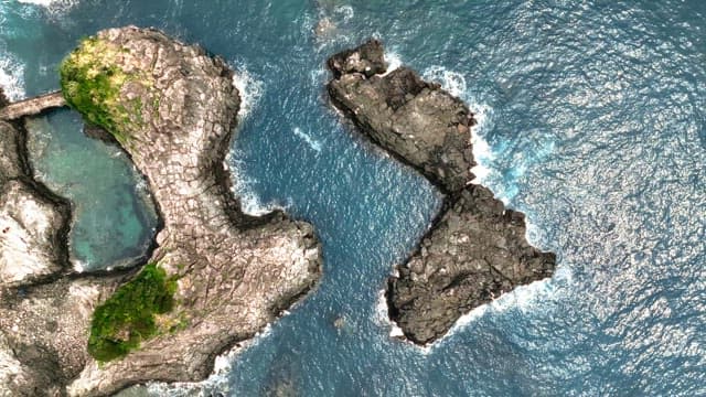 Rocky coastline with waves crashing