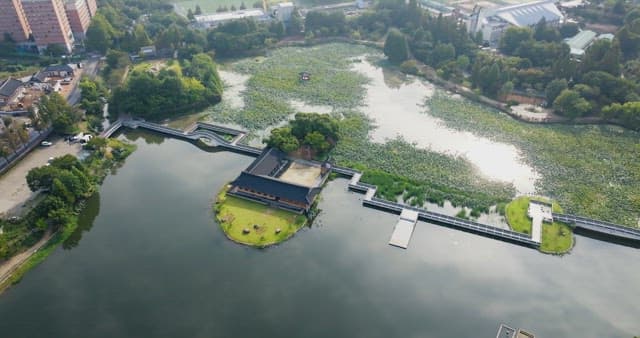 Traditional hanok on a serene lake