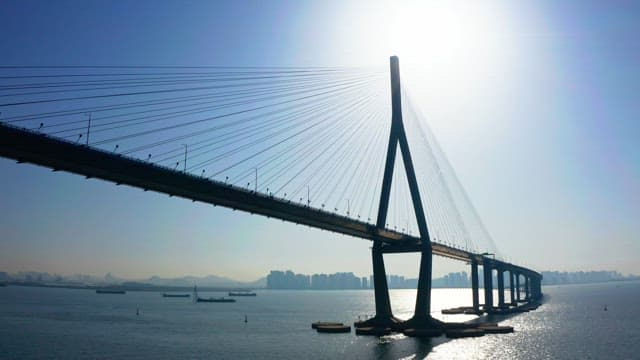 Large Incheon bridge over a calm sea