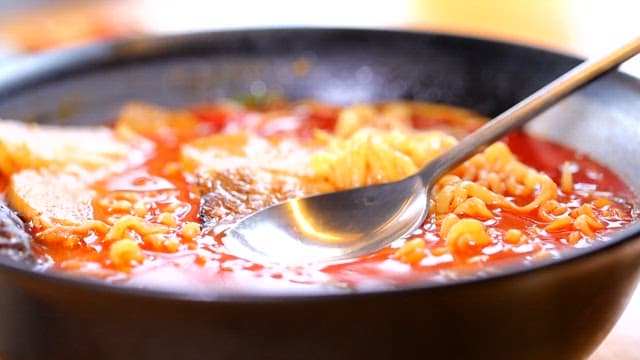 Spicy ramen with rich broth and noodles