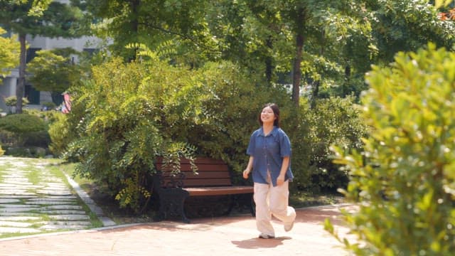 Woman running with a smile