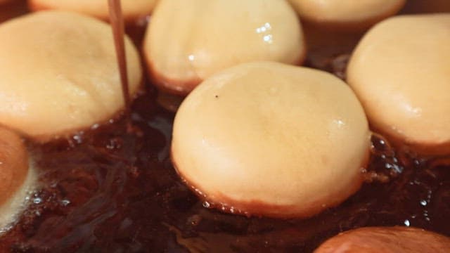 Crispy donuts fried in oil