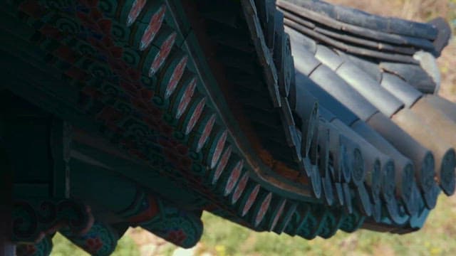 Close-up of Traditional Korean Roof Tiles