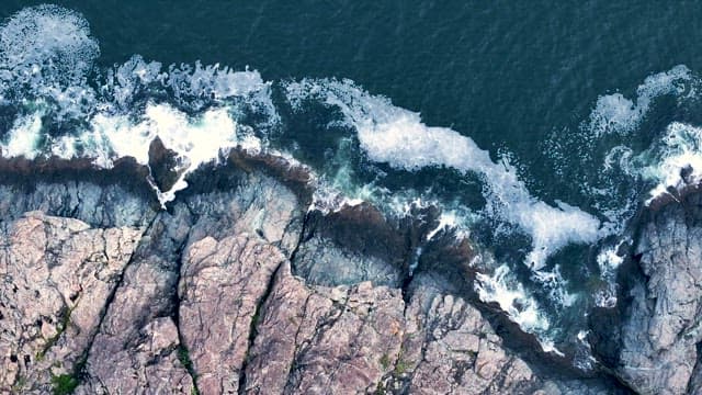 Waves Crashing on Rocky Shore