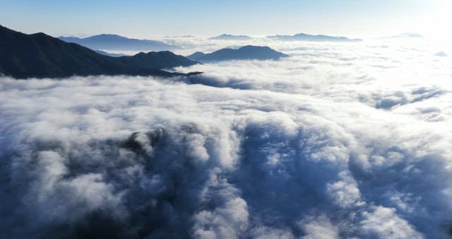 Mountains covered in clouds