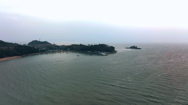 Coastal Village with Boats and Pier