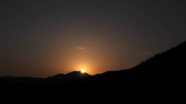 Sunset behind the mountain peaks