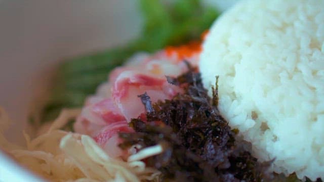 Raw Fish and Various Vegetables under Rice
