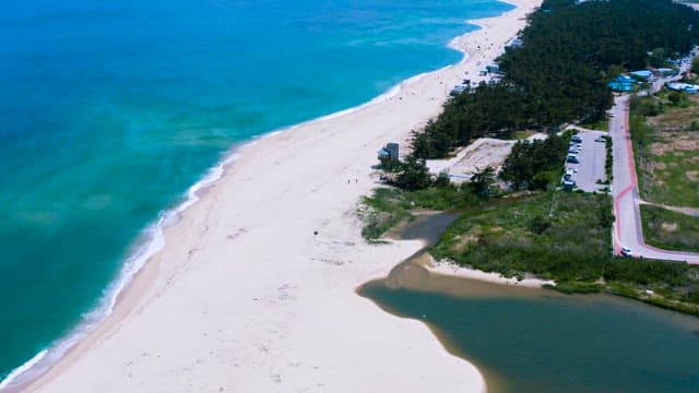 Serene Coastal Landscape with an Emerald Sea