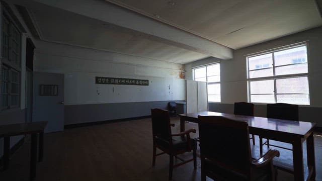 Visiting Room Inside a Prison with Sunlight