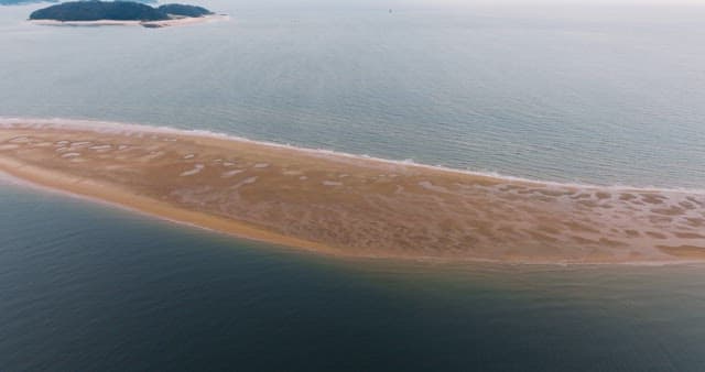 Sandbank Exposed in the Middle of the Sea