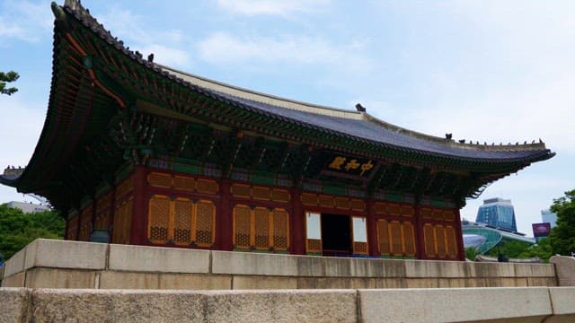 Junghwajeon Hall of Deoksugung Palace in the city center on a clear day