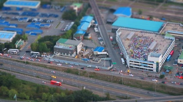 Overhead View of Bustling City Roadway