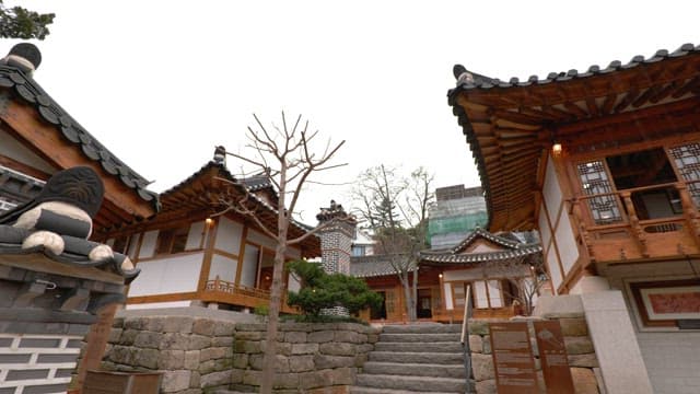 Quiet traditional house on a cloudy day, a Hanok village landscape