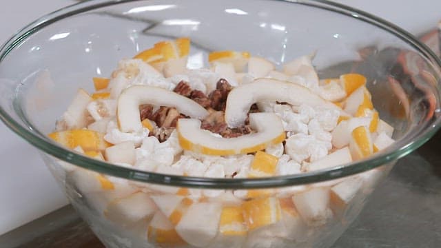 Fresh Korean Melon Salad and Sandwich on Plate