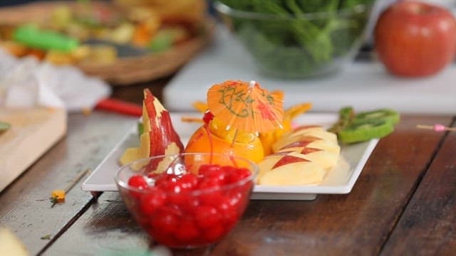 Refreshing fruit dessert with various decorations