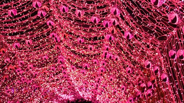 Ceiling Lights of Glowing Pink Patterns