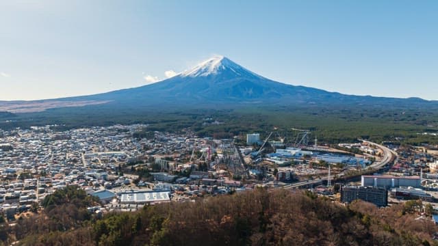 Cityscape with a view of Mount Fuji