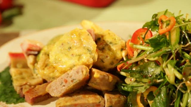 Korean Meat Ball Served with Seasoned Vegetables