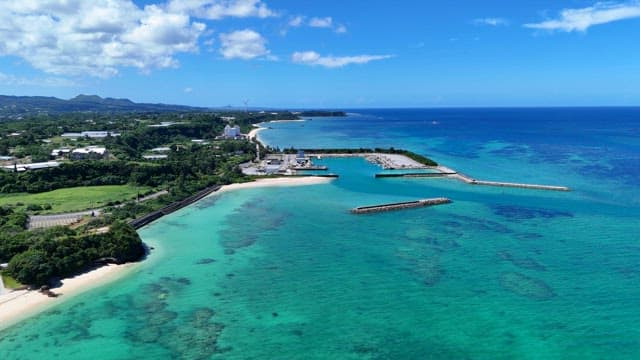 Coastal area with clear blue waters