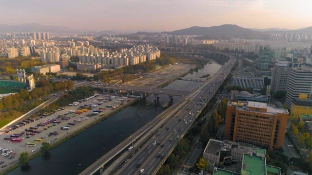 Cityscape with Busy Traffic
