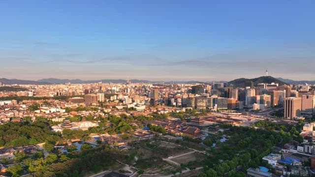 Sprawling cityscape with traditional palaces