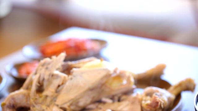 Steaming baeksuk  on a table