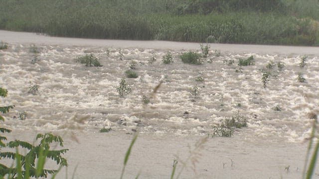 Raging River Flood During Heavy Rainfall